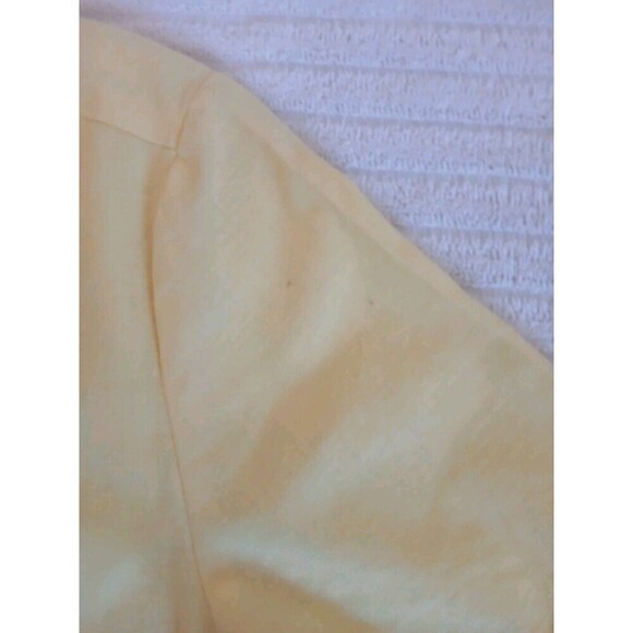 Rebecca Malone Shirt Women Small Yellow Linen Blend ButtonUp VNeck Short Sleeve - Picture 14 of 14